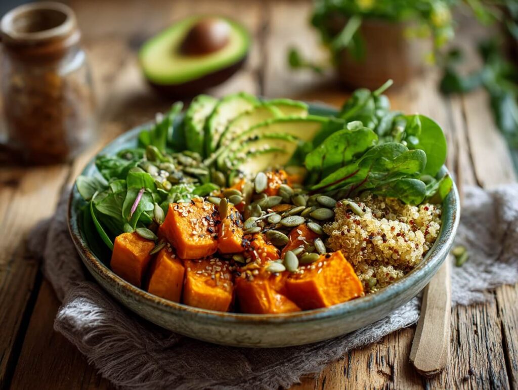 Hearty Breakfast Bowl with Quinoa and Roasted Vegetables